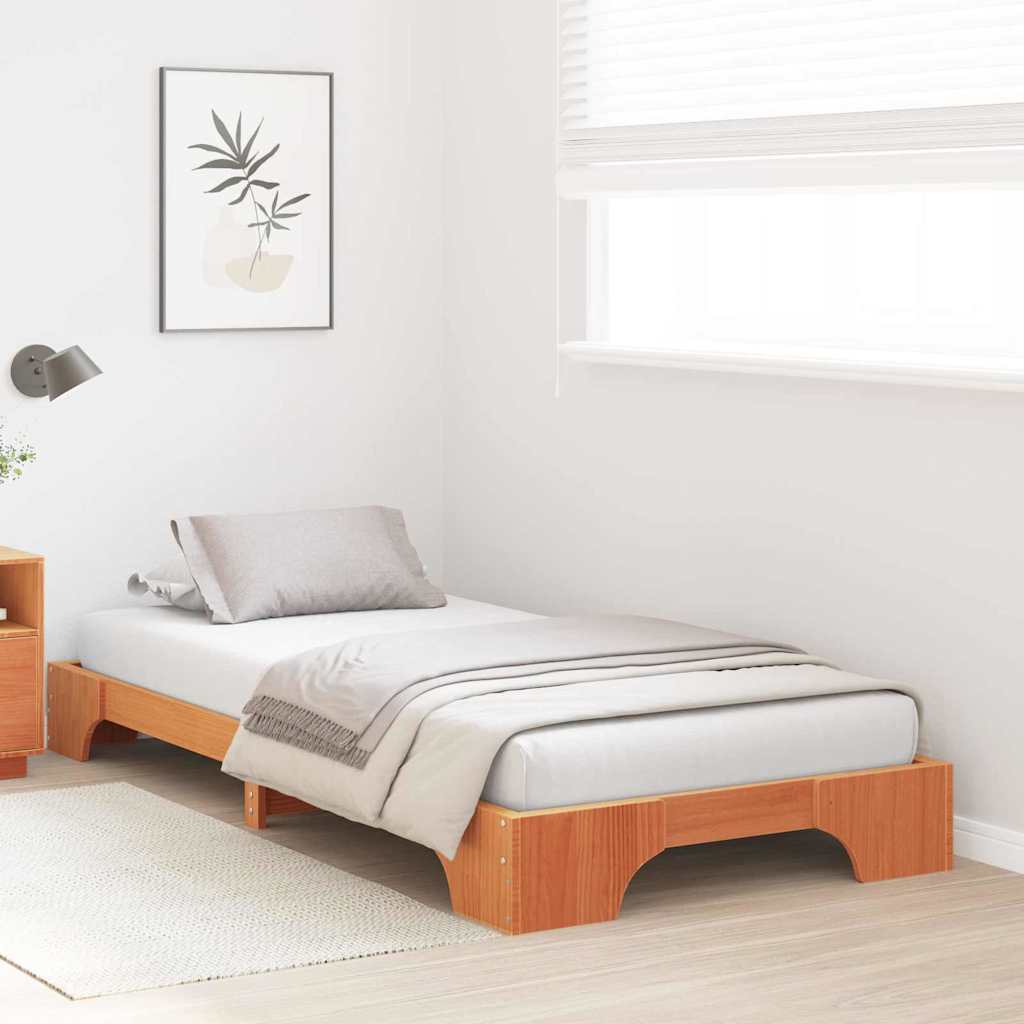 Cadre de lit Brun cire 90 x 200 cm Pin massif - XIOS