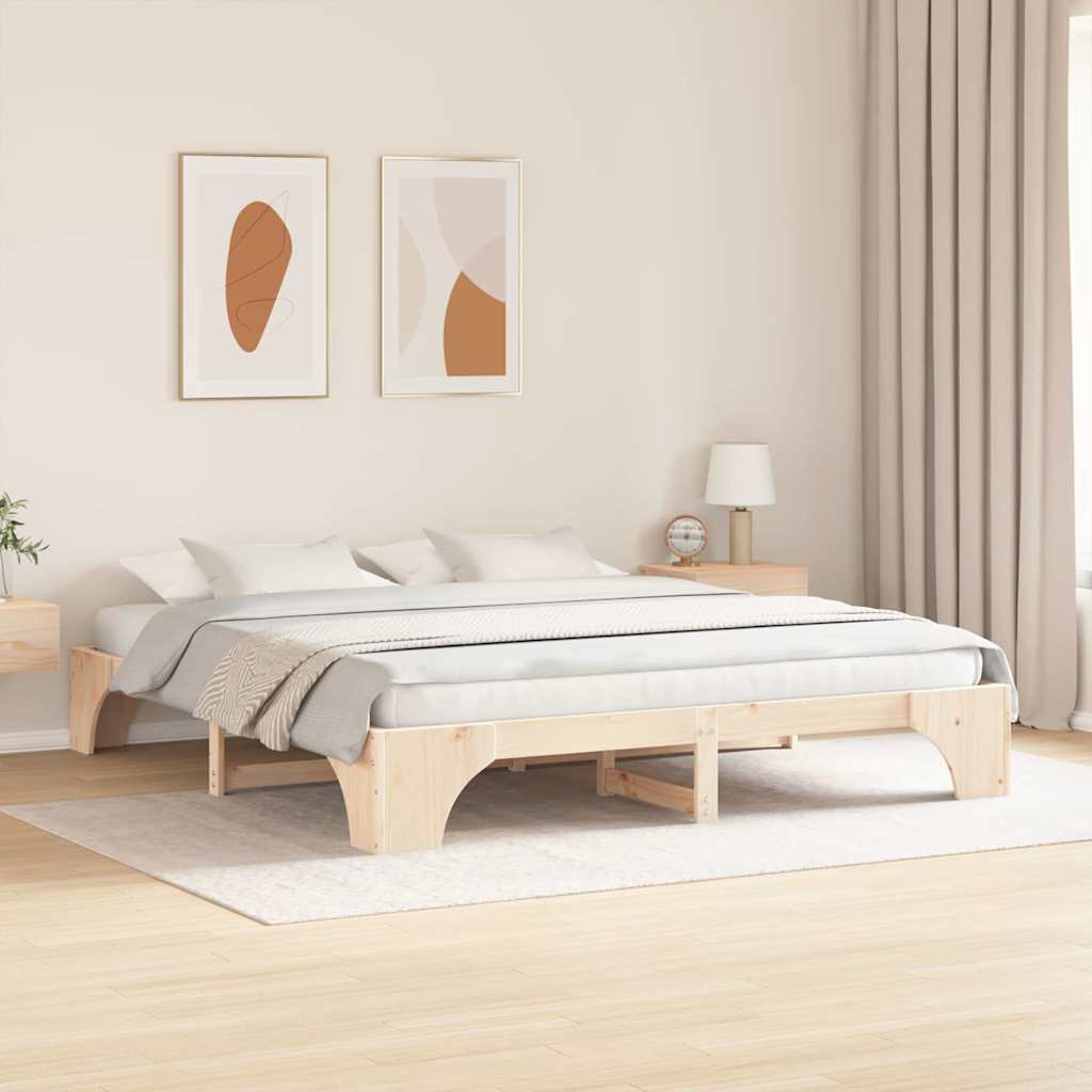 Cadre de lit Naturel 200 x 200 cm Pin massif - XIOS