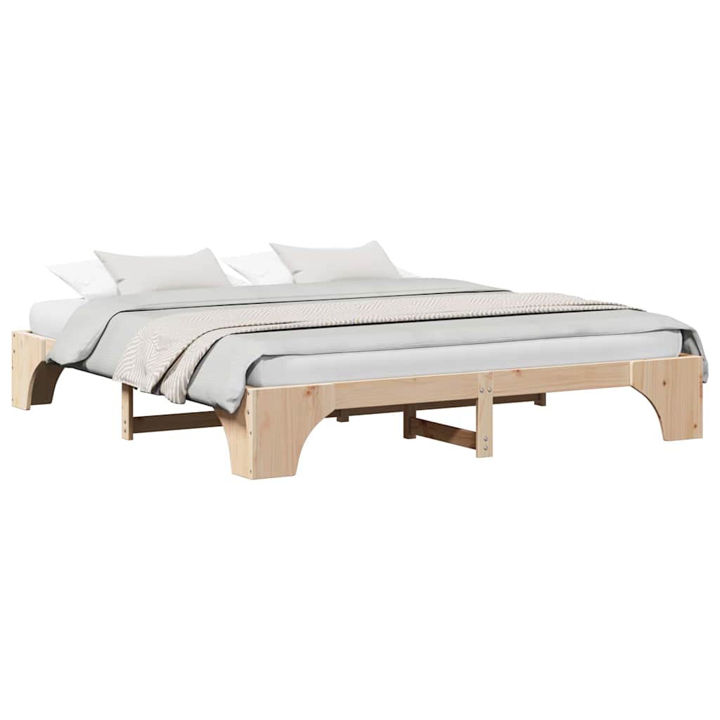 Cadre de lit Naturel 200 x 200 cm Pin massif - XIOS