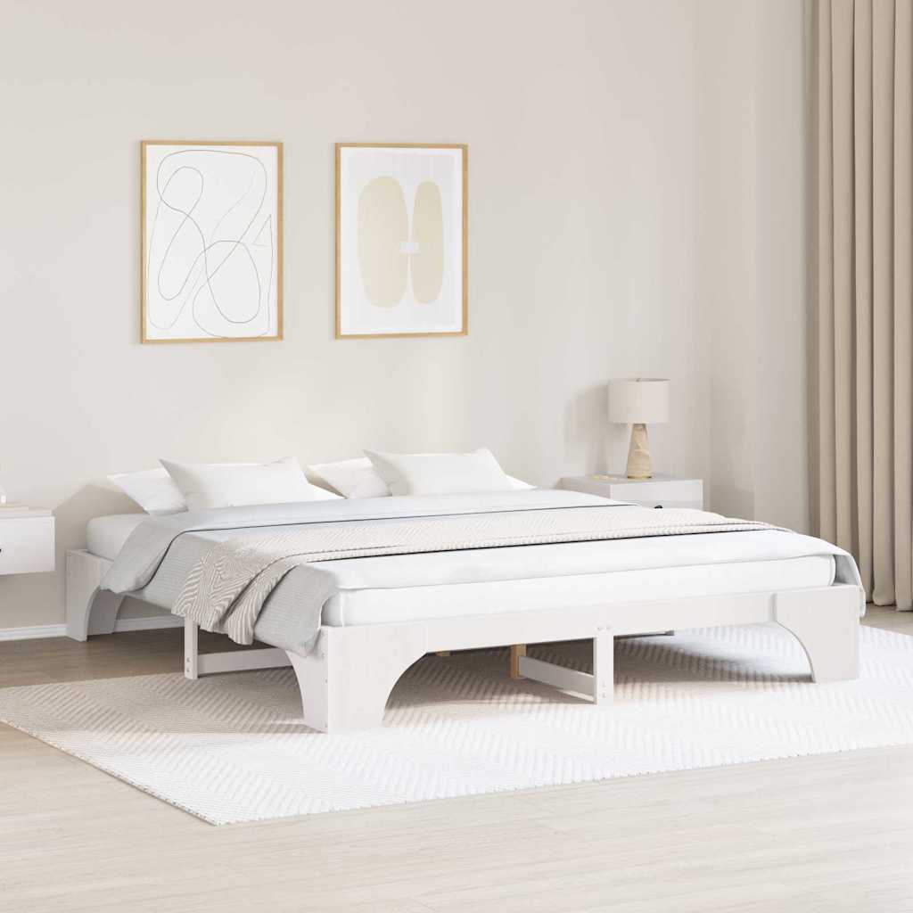 Cadre de lit Blanc 200 x 200 cm Pin massif - XIOS