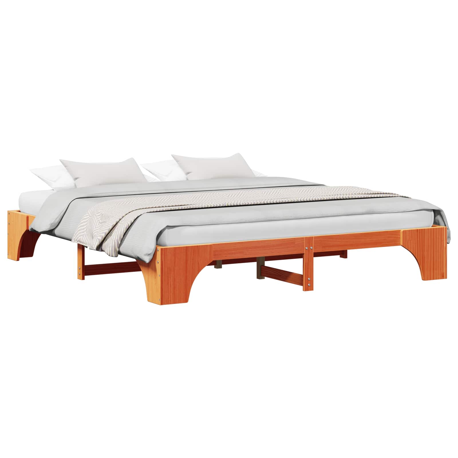 Cadre de lit Brun cire 200 x 200 cm Pin massif - XIOS