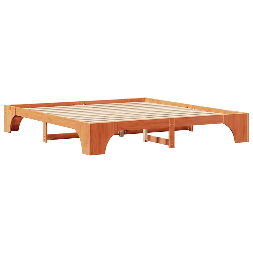 Cadre de lit Brun cire 200 x 200 cm Pin massif - XIOS