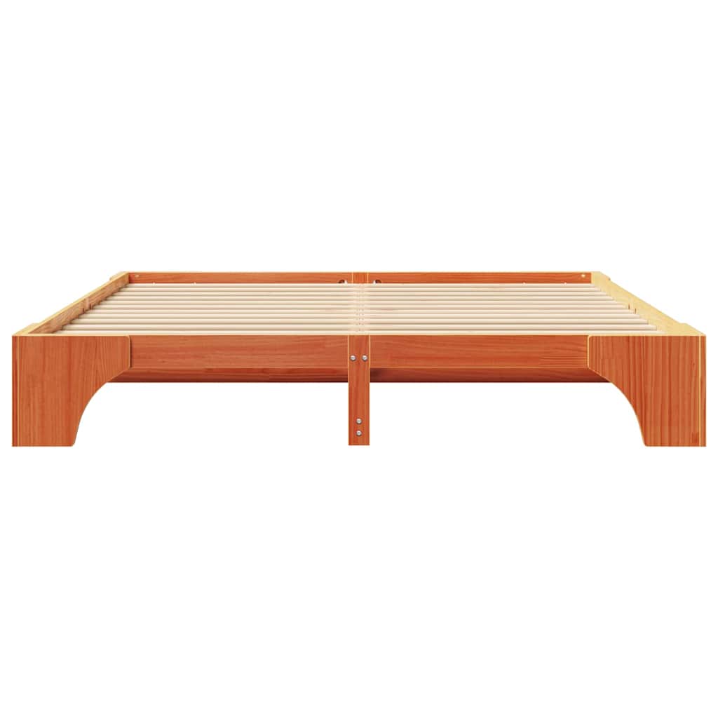 Cadre de lit Brun cire 200 x 200 cm Pin massif - XIOS