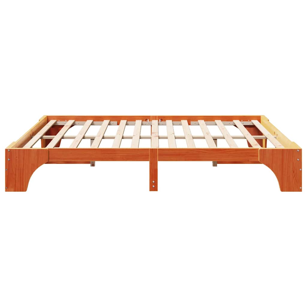 Cadre de lit Brun cire 200 x 200 cm Pin massif - XIOS