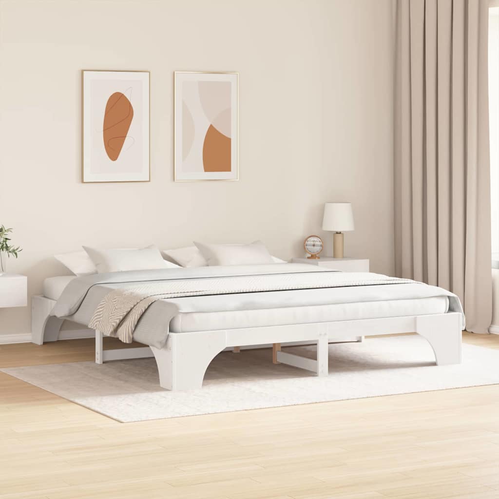 Cadre de lit Blanc 180 x 200 cm Pin massif - XIOS