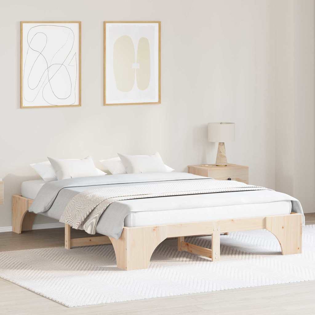Cadre de lit Naturel 150 x 200 cm Pin massif - XIOS