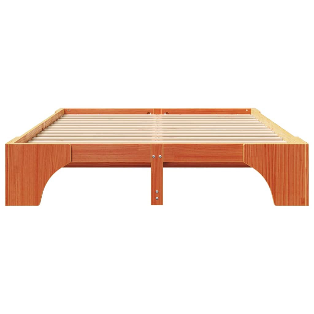 Cadre de lit Brun cire 150 x 200 cm Pin massif - XIOS