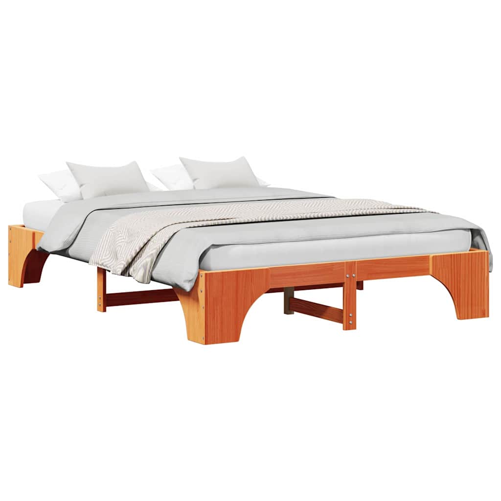 Cadre de lit Brun cire 150 x 200 cm Pin massif - XIOS