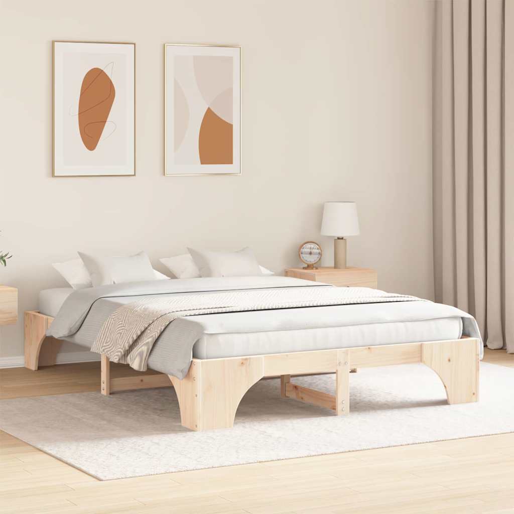 Cadre de lit Naturel 140 x 200 cm Pin massif - XIOS