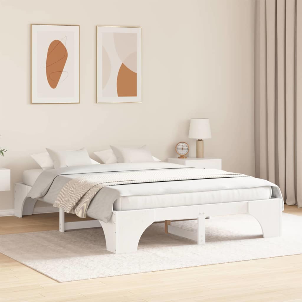 Cadre de lit Blanc 140 x 200 cm Pin massif - XIOS