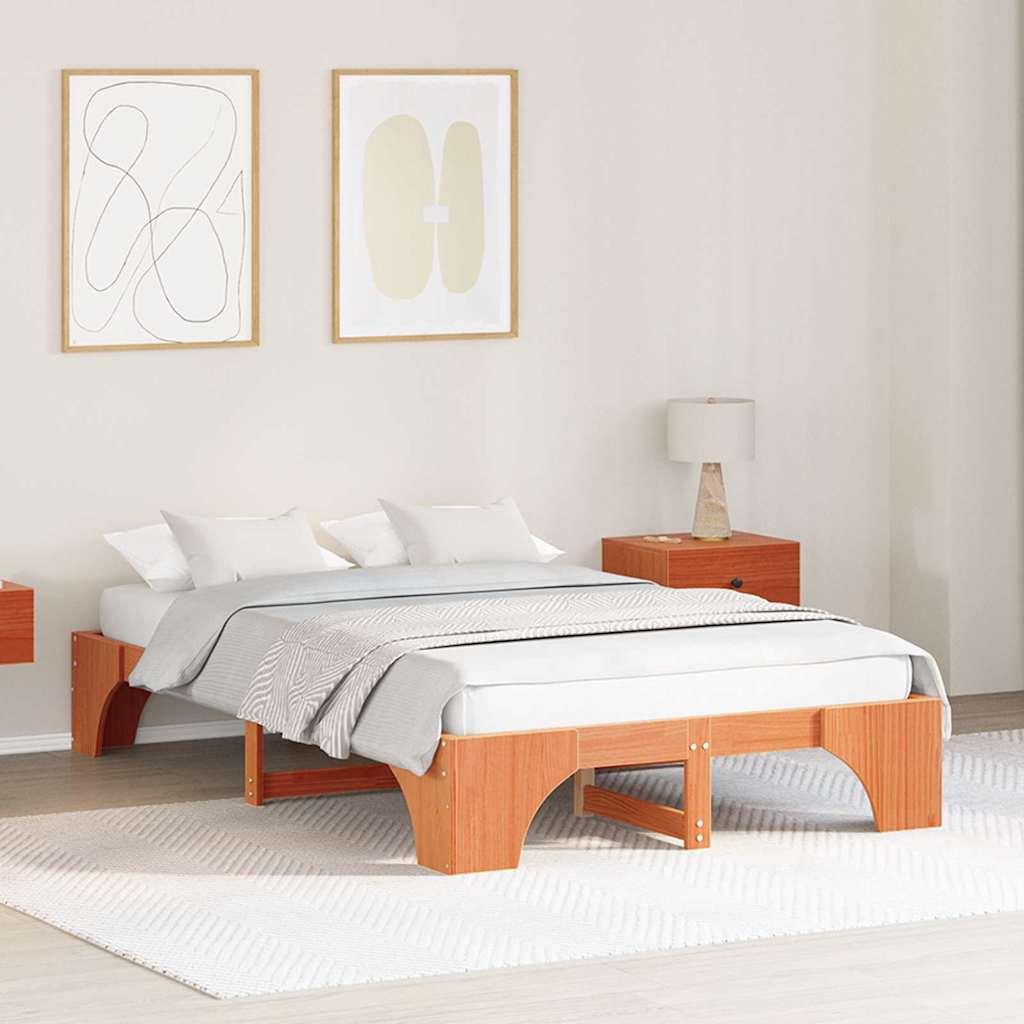 Cadre de lit Brun cire 140 x 190 cm Pin massif - XIOS