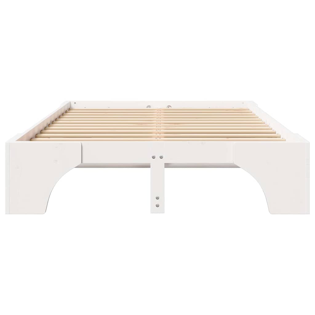 Cadre de lit Blanc 135 x 190 cm Bois massif en pin - XIOS