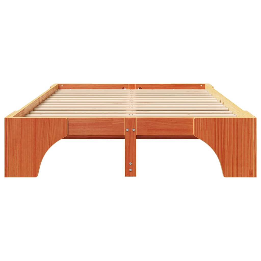 Cadre de lit Brun cire 135 x 190 cm Pin massif - XIOS