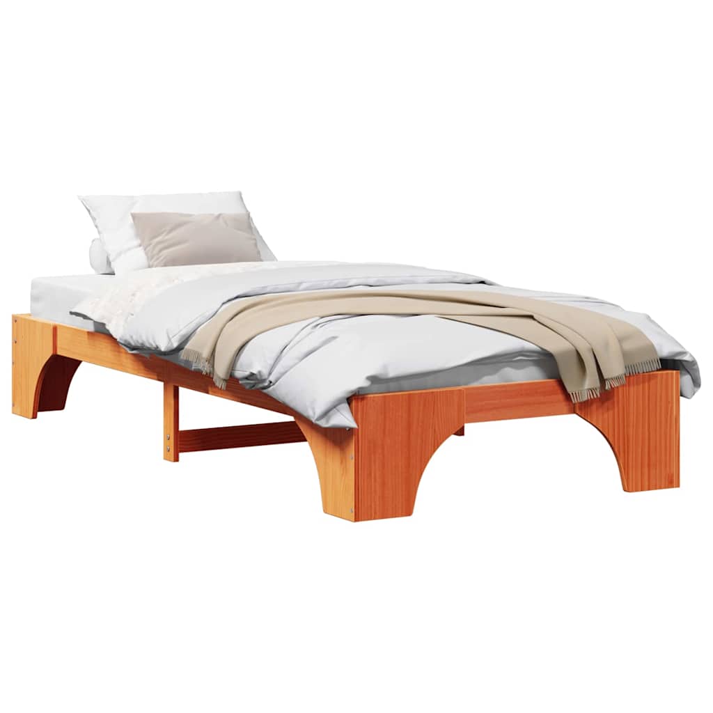 Cadre de lit Brun cire 100 x 200 cm Pin massif - XIOS