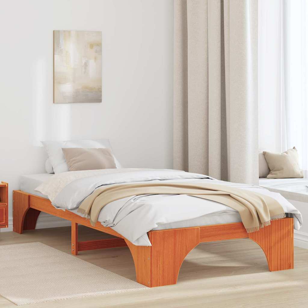 Cadre de lit Brun cire 75 x 190 cm Pin massif - XIOS