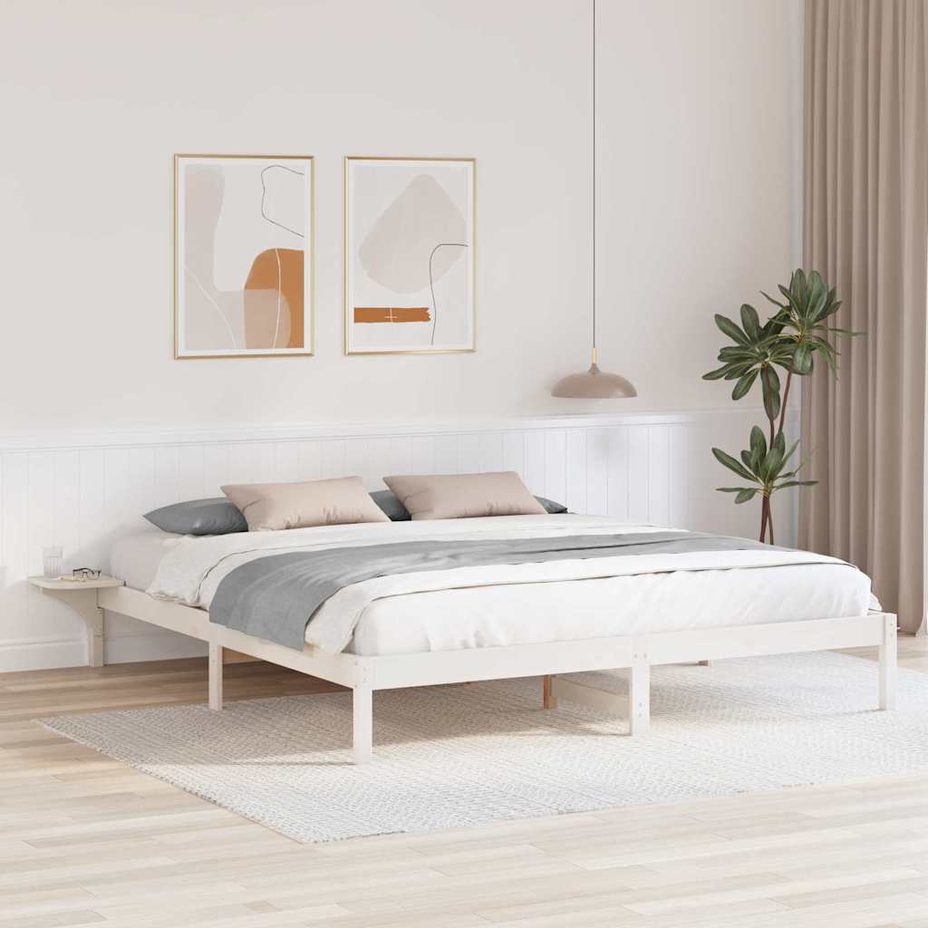 Cadre de lit Blanc 200 x 200 cm Pin massif - XIOS