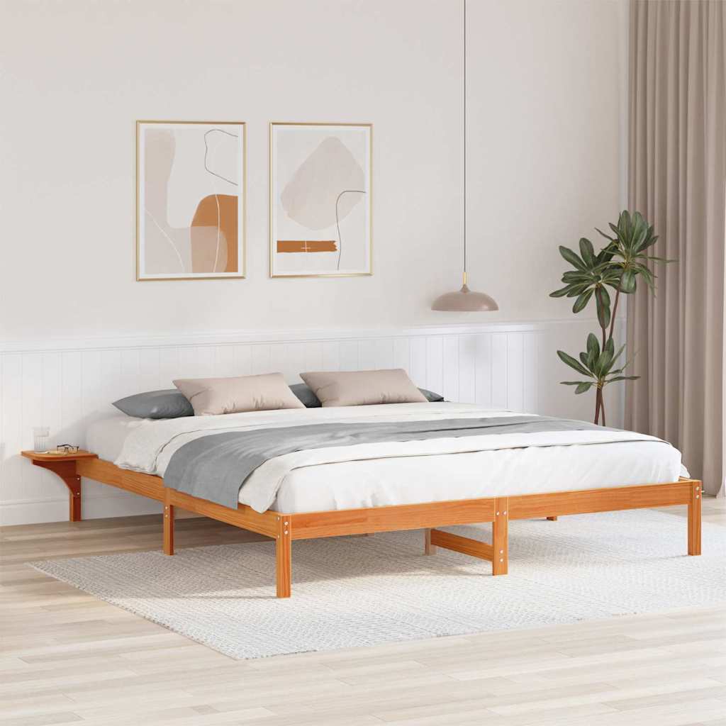 Cadre de lit Brun cire 200 x 200 cm Pin massif - XIOS