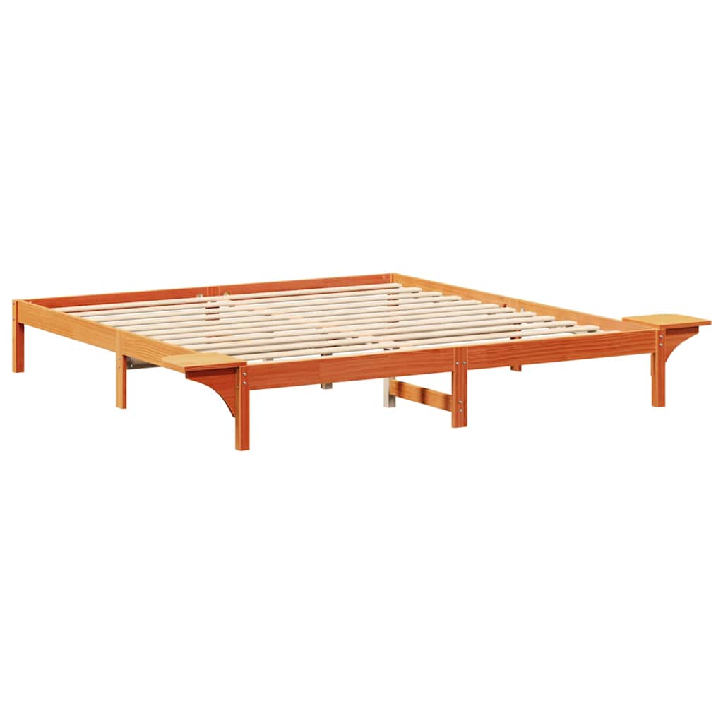 Cadre de lit Brun cire 200 x 200 cm Pin massif - XIOS