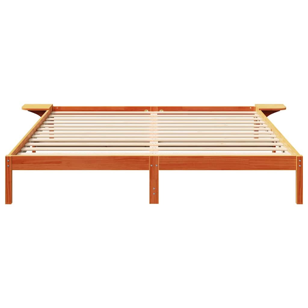 Cadre de lit Brun cire 200 x 200 cm Pin massif - XIOS