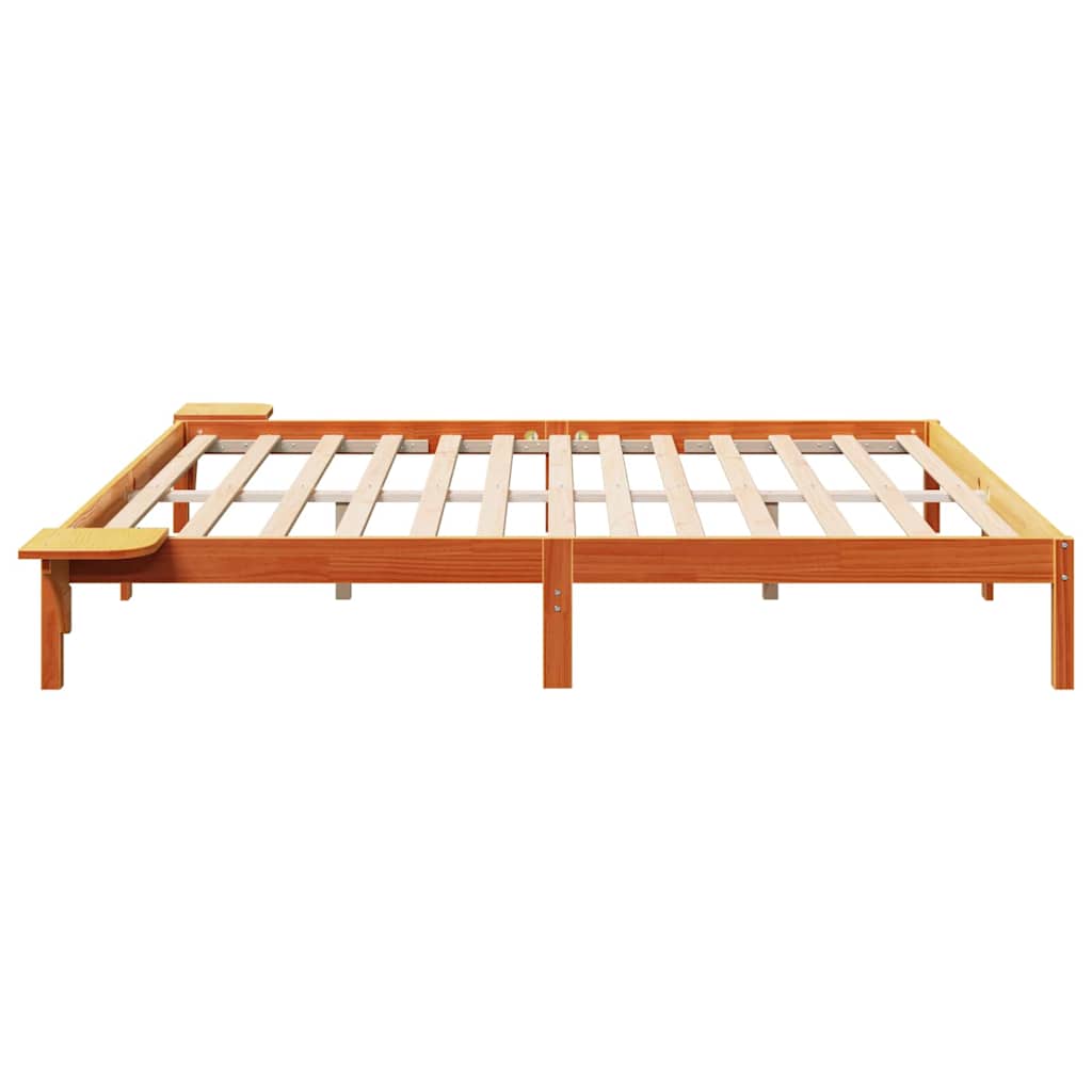 Cadre de lit Brun cire 200 x 200 cm Pin massif - XIOS
