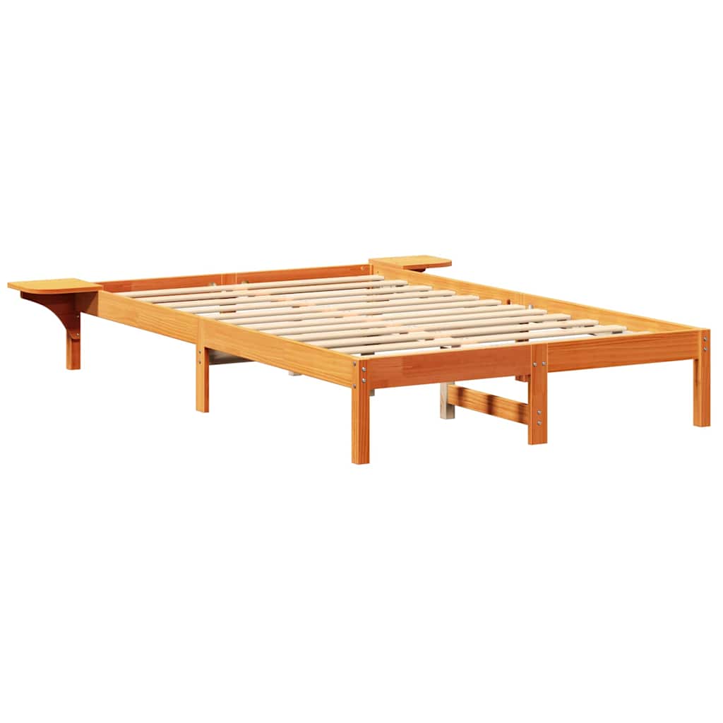 Cadre de lit Brun cire 135 x 190 cm Pin massif - XIOS