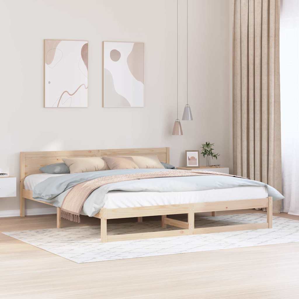 Cadre de lit avec tête de lit Naturel 200 x 200 cm Pin massif - XIOS