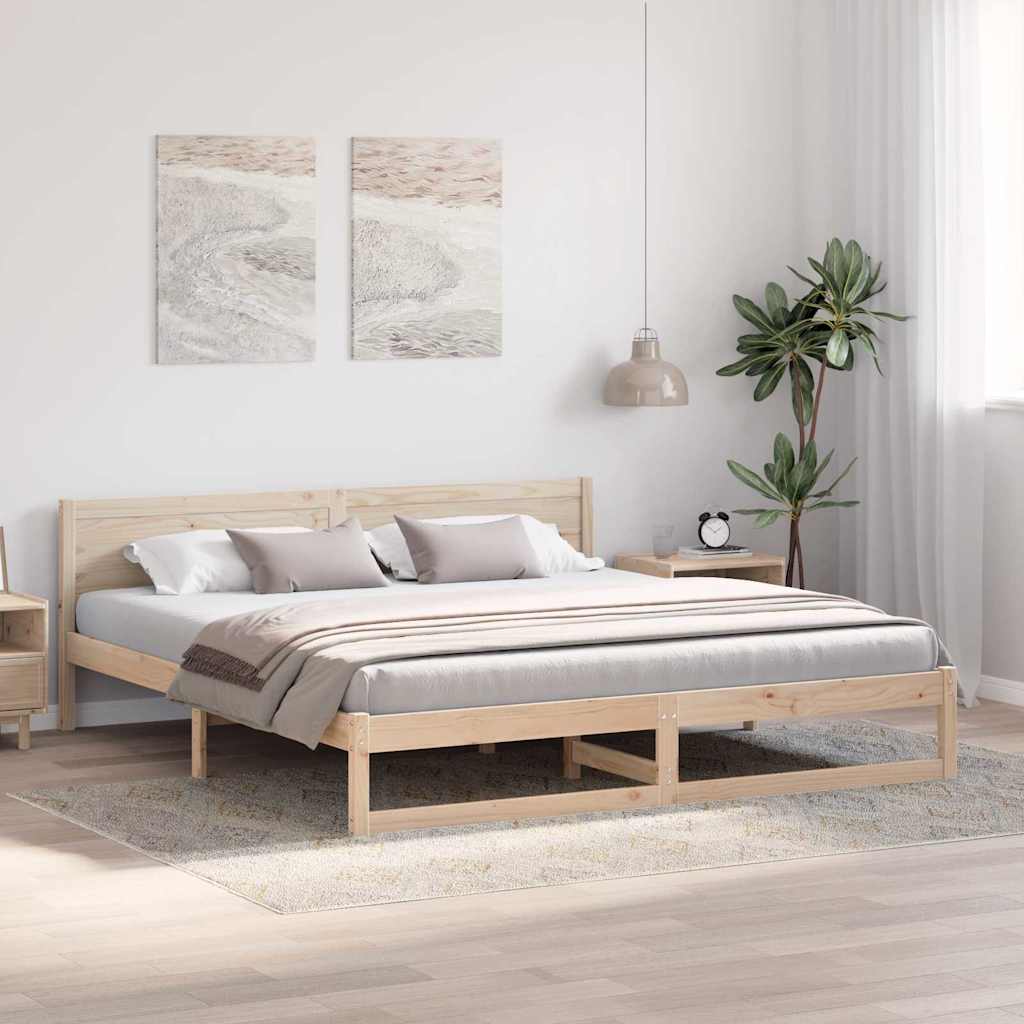 Cadre de lit avec tête de lit Naturel 200 x 200 cm Pin massif - XIOS