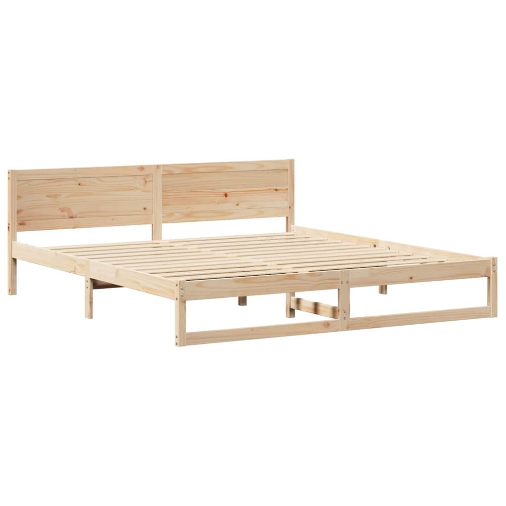 Cadre de lit avec tête de lit Naturel 200 x 200 cm Pin massif - XIOS