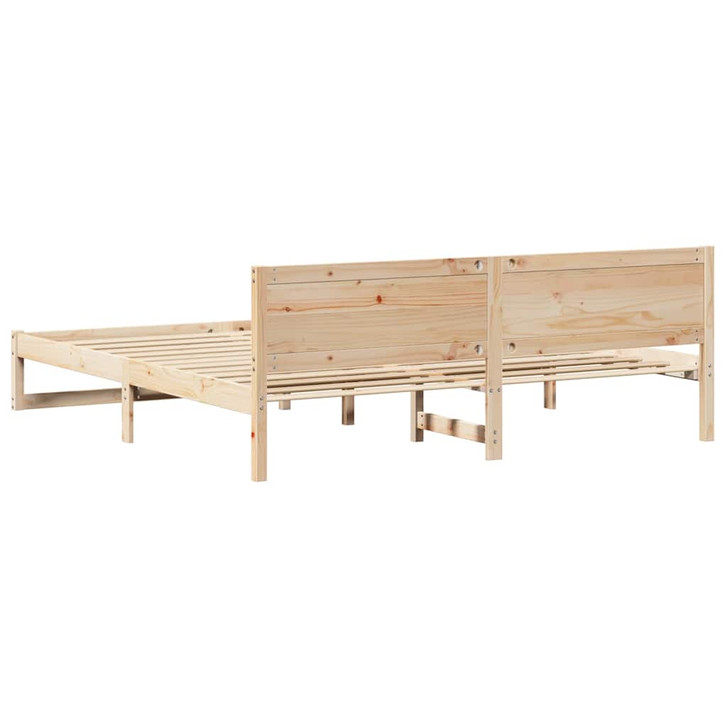 Cadre de lit avec tête de lit Naturel 200 x 200 cm Pin massif - XIOS