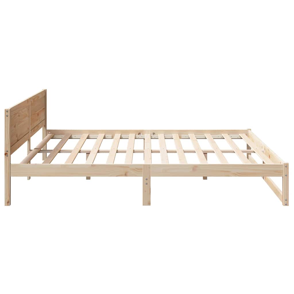 Cadre de lit avec tête de lit Naturel 200 x 200 cm Pin massif - XIOS