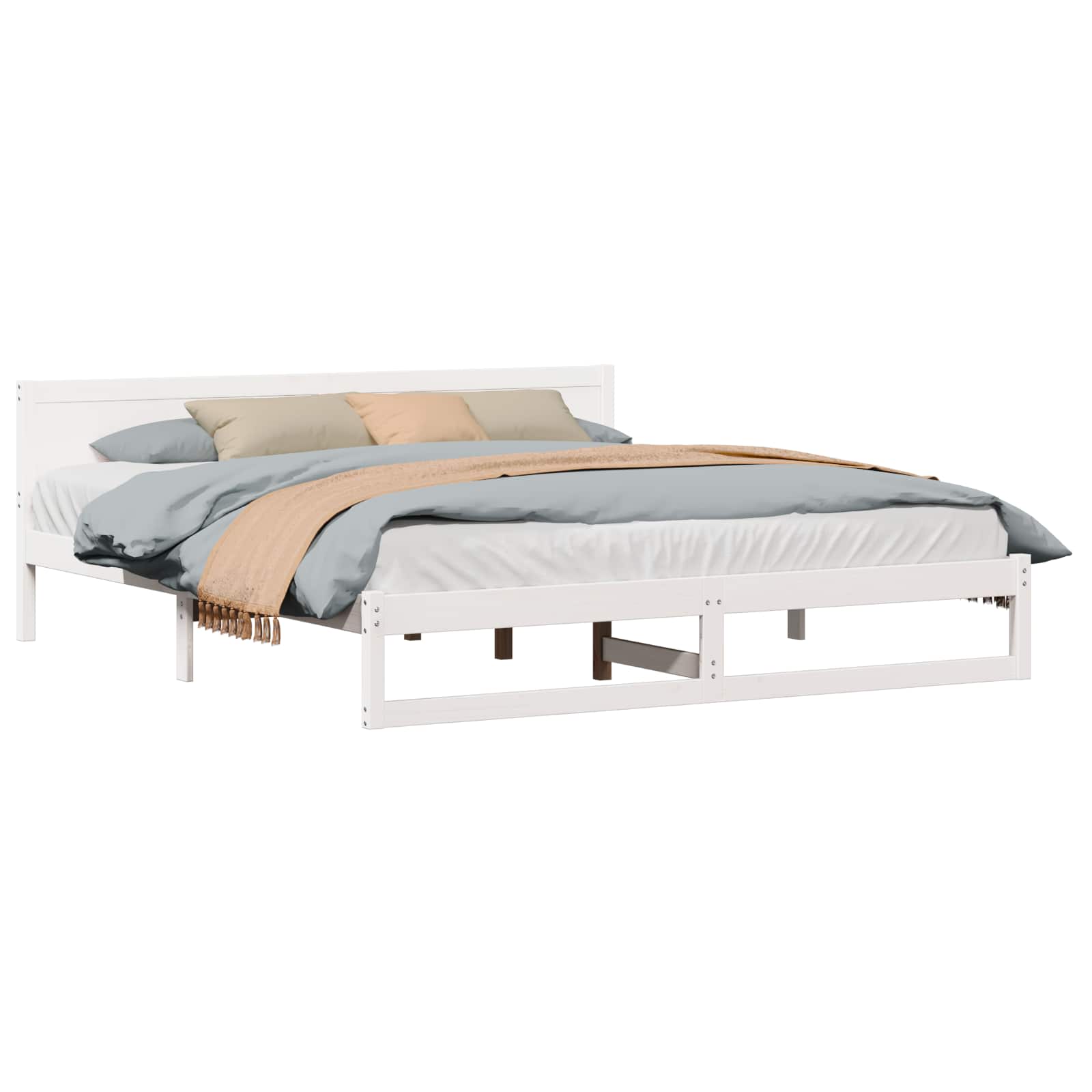 Cadre de lit avec tête de lit Blanc 200 x 200 cm Pin massif - XIOS