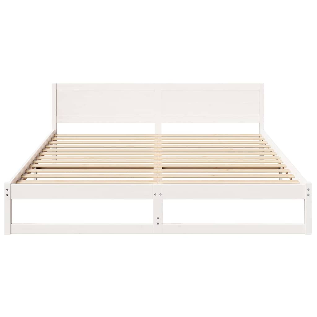 Cadre de lit avec tête de lit Blanc 200 x 200 cm Pin massif - XIOS
