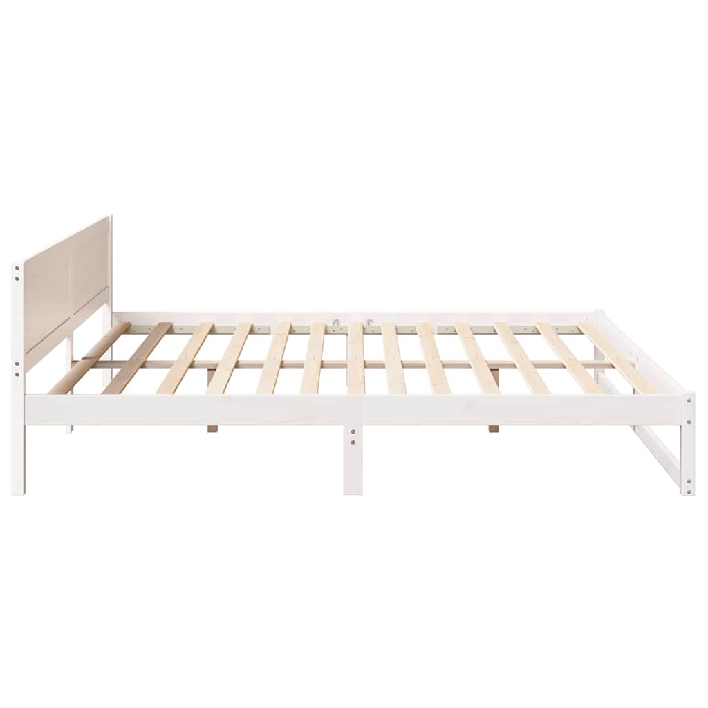Cadre de lit avec tête de lit Blanc 200 x 200 cm Pin massif - XIOS