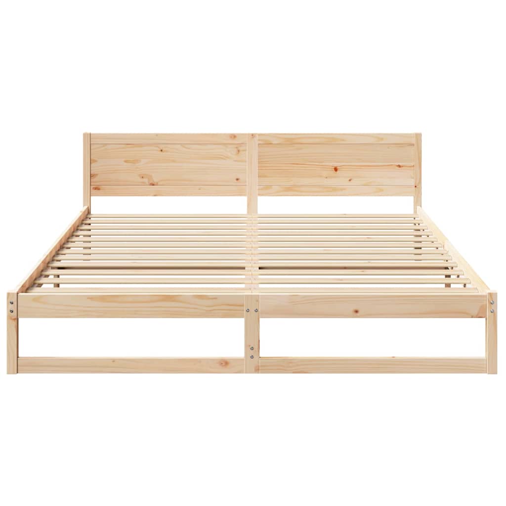 Cadre de lit avec tête de lit Naturel 180 x 200 cm Pin massif - XIOS
