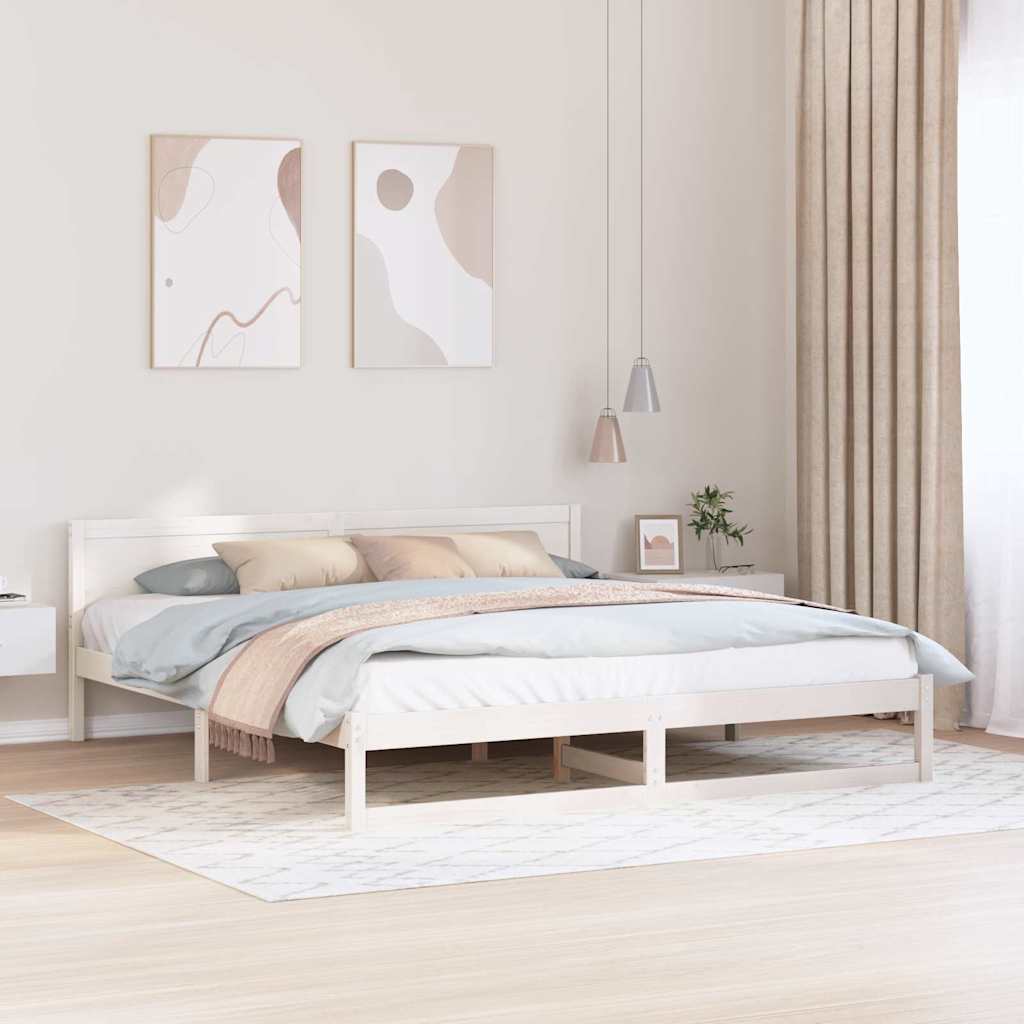 Cadre de lit avec tête de lit Blanc 180 x 200 cm Pin massif - XIOS