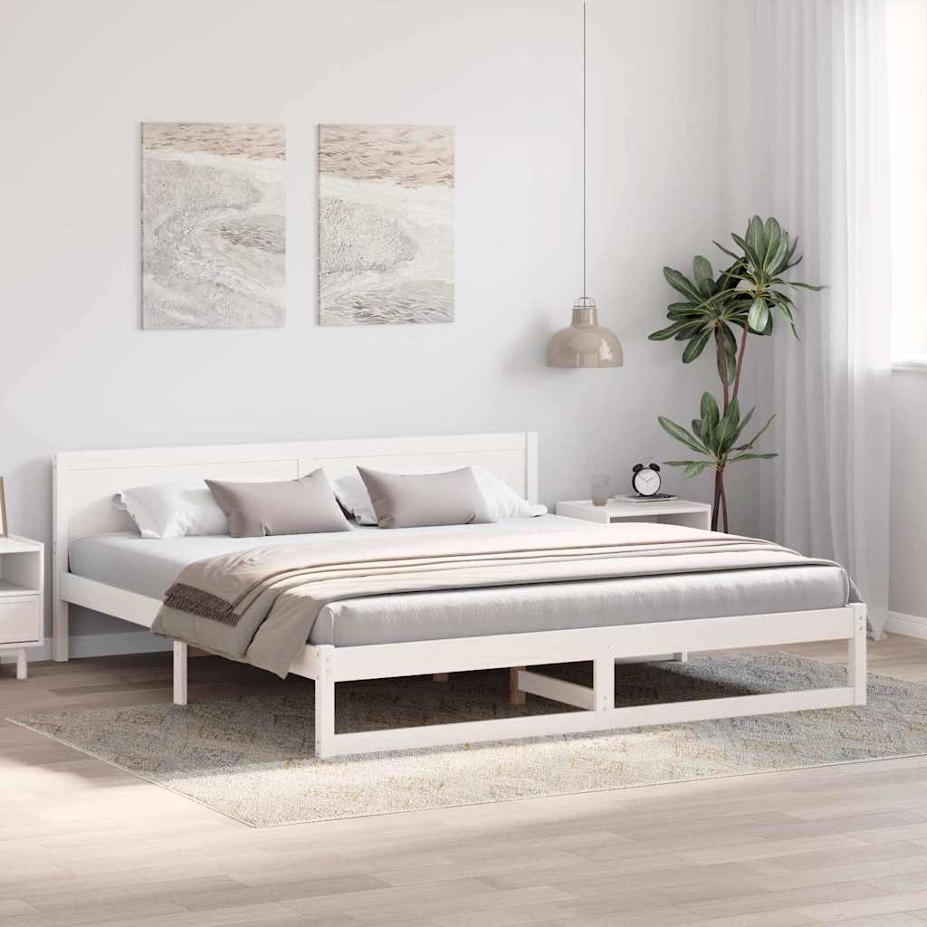 Cadre de lit avec tête de lit Blanc 180 x 200 cm Pin massif - XIOS