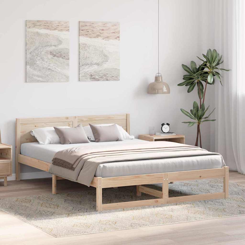 Cadre de lit avec tête de lit Naturel 160 x 200 cm Pin massif - XIOS