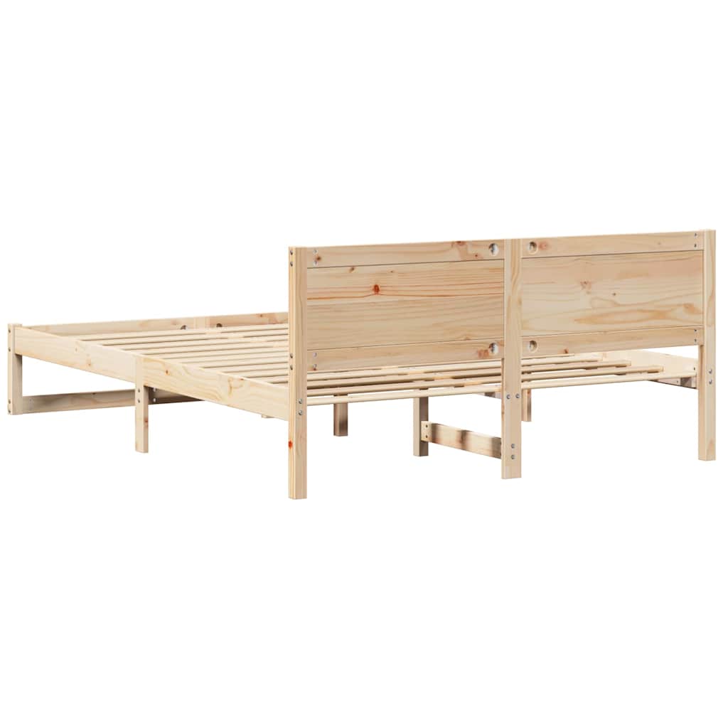 Cadre de lit avec tête de lit Naturel 160 x 200 cm Pin massif - XIOS
