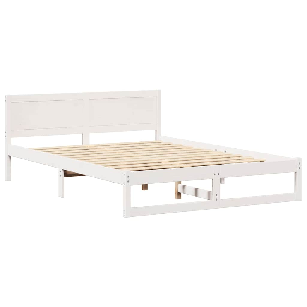 Cadre de lit avec tête de lit Blanc 160 x 200 cm Pin massif - XIOS