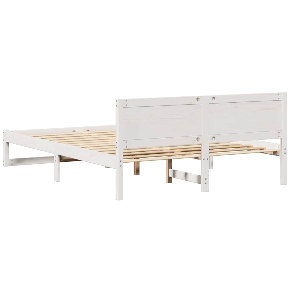 Cadre de lit avec tête de lit Blanc 160 x 200 cm Pin massif - XIOS