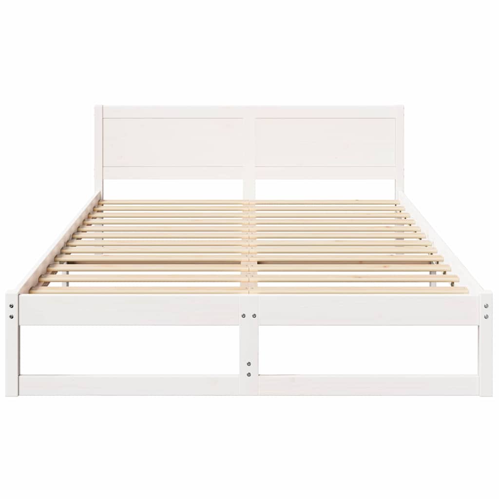 Cadre de lit avec tête de lit Blanc 160 x 200 cm Pin massif - XIOS