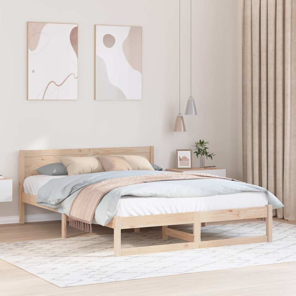 Cadre de lit avec tête de lit Naturel 150 x 200 cm Pin massif - XIOS