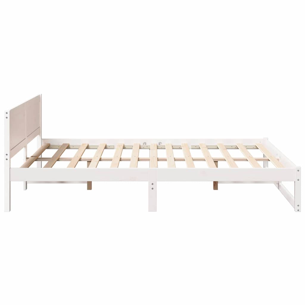 Cadre de lit avec tête de lit Blanc 150 x 200 cm Pin massif - XIOS