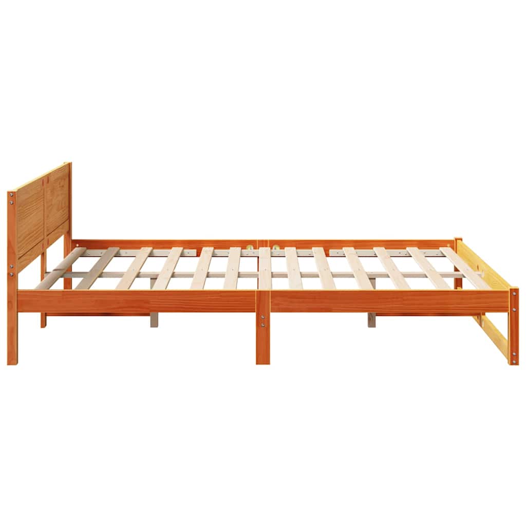Cadre de lit avec tête de lit Brun cire 150 x 200 cm Pin massif - XIOS