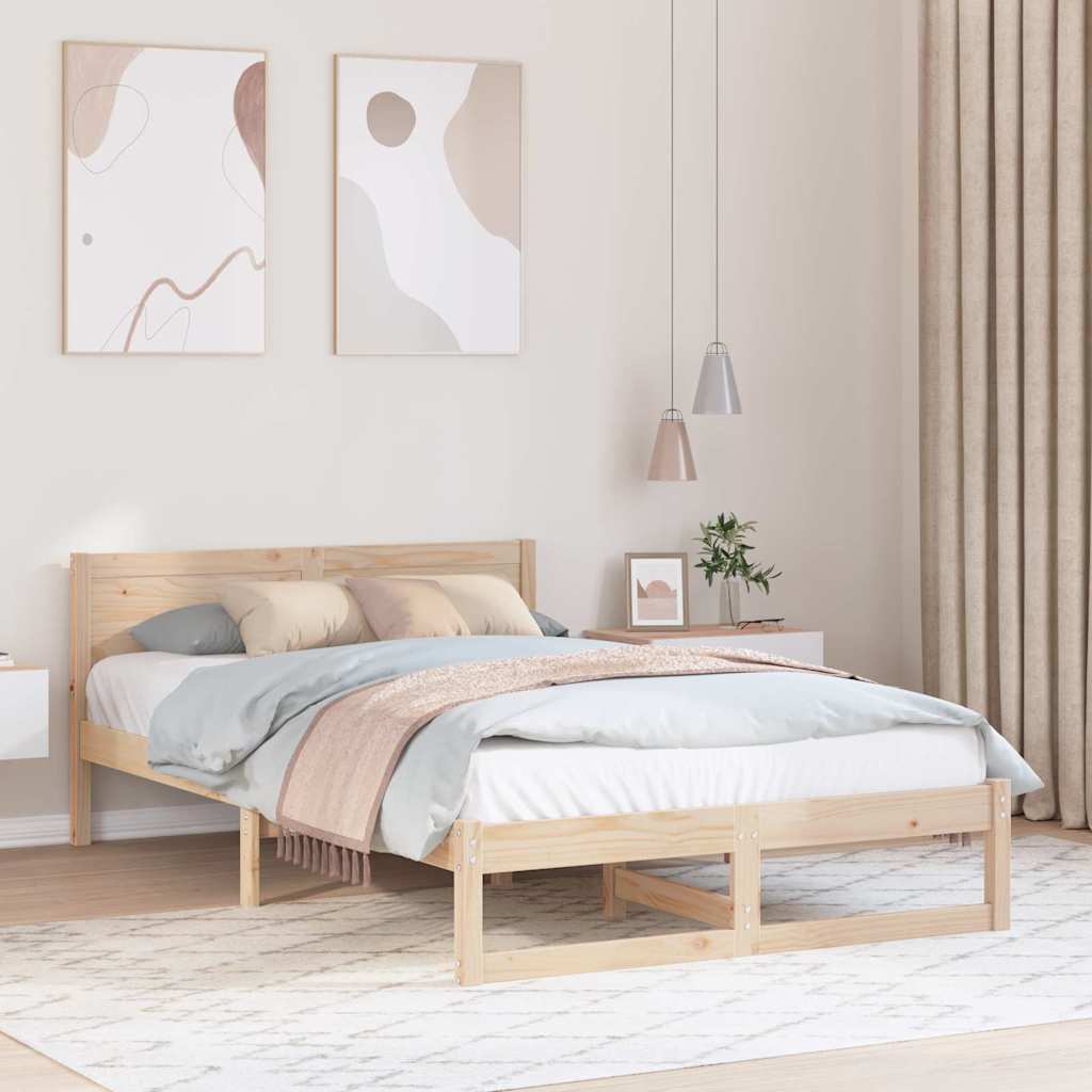 Cadre de lit avec tête de lit Naturel 120 x 200 cm Pin massif - XIOS