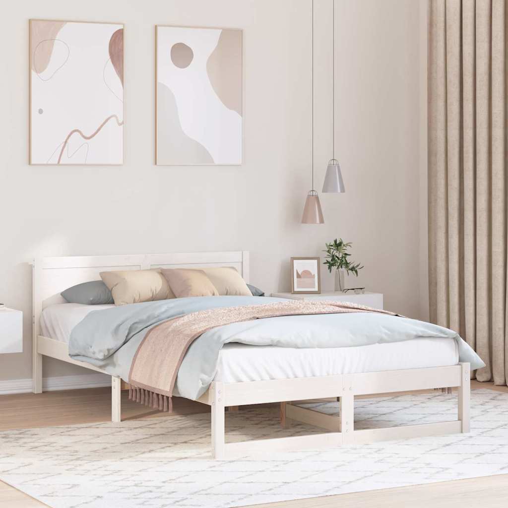 Cadre de lit avec tête de lit Blanc 140 x 190 cm Pin massif - XIOS
