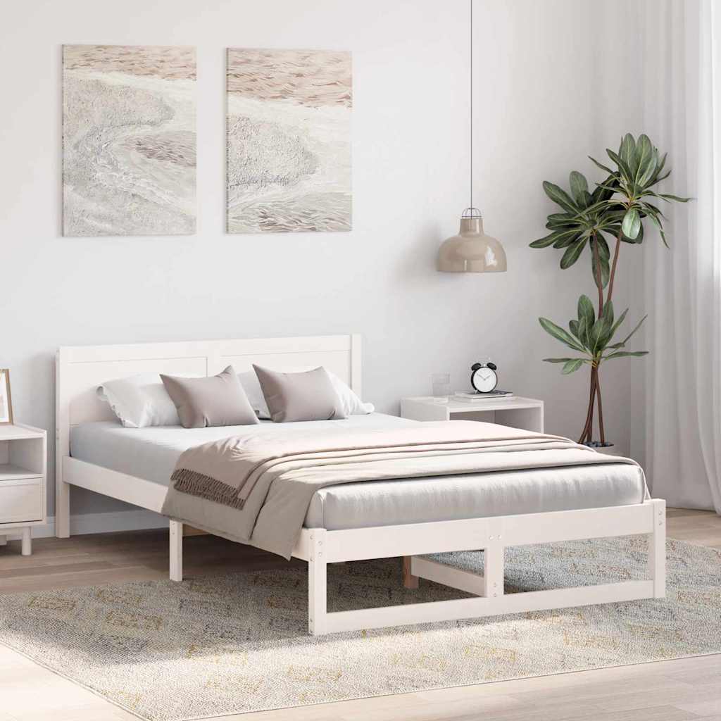 Cadre de lit avec tête de lit Blanc 140 x 190 cm Pin massif - XIOS