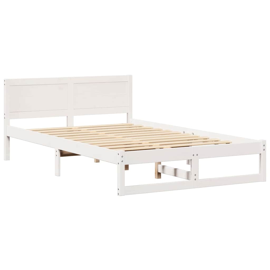 Cadre de lit Blanc 140 x 190 cm Bois de pin massif - XIOS