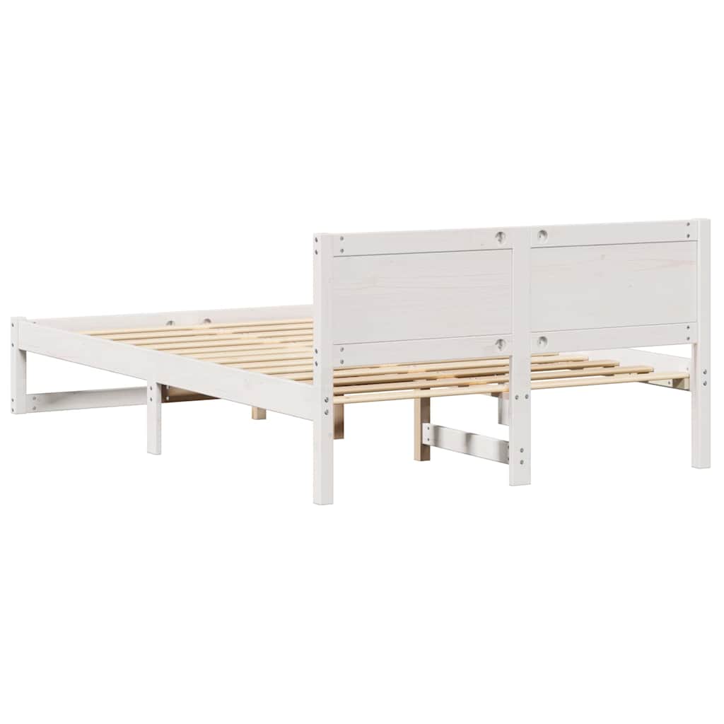 Cadre de lit avec tête de lit Blanc 140 x 190 cm Pin massif - XIOS