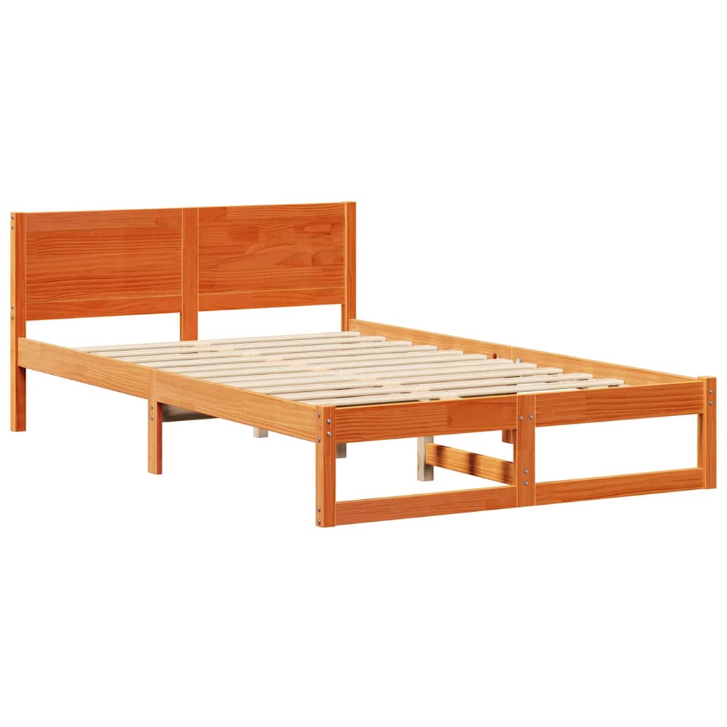 Cadre de lit avec tête de lit Brun cire 140 x 190 cm Pin massif - XIOS